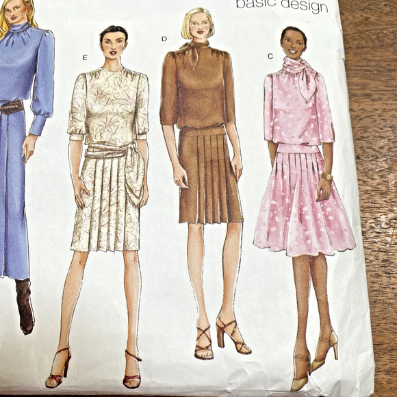 Vogue Sewing Pattern 2447 Midi Dress Blouson Drop Waist Y2K 2000s sizes 12-16 - Picture 3 of 6